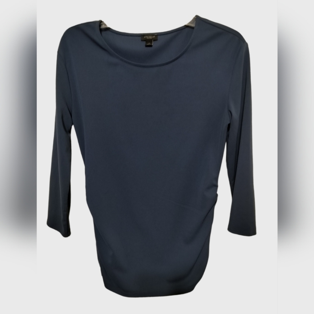 1800) Ann Taylor Factory Slate Blue Side Ruched Top Sizer Small - Picture 1 of 7